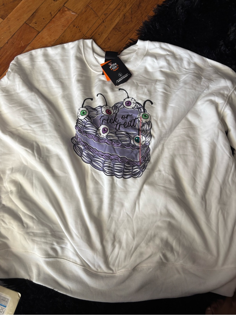 White Trick or Treat Graphic Sweatshirt - Unbranded